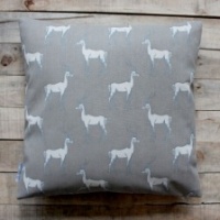 Antelope print, grey cushion by Biggie Best